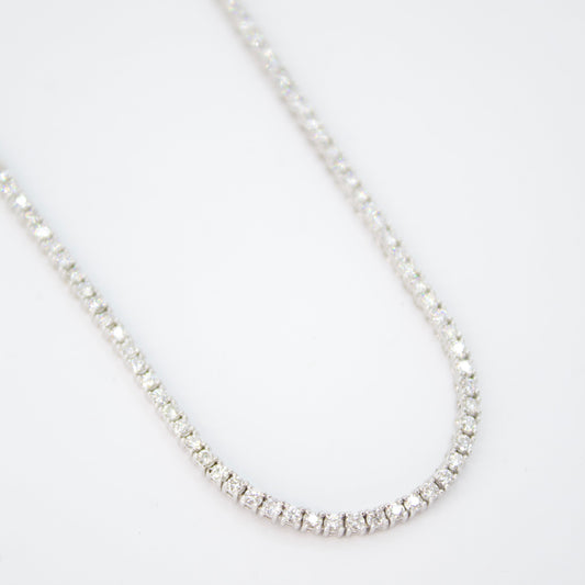 Tennis necklace en oro blanco 14k con diamantes.