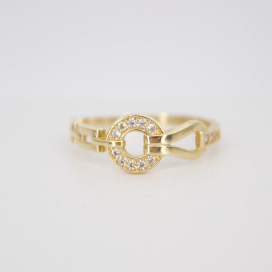 Anillo en oro amarillo 14k con zirconias.