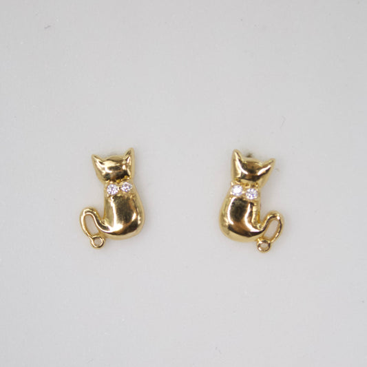 Aretes gatitos en oro amarillo 14k