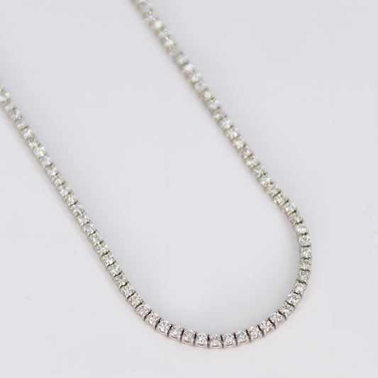 Tennis necklace en oro blanco 14k con diamantes.